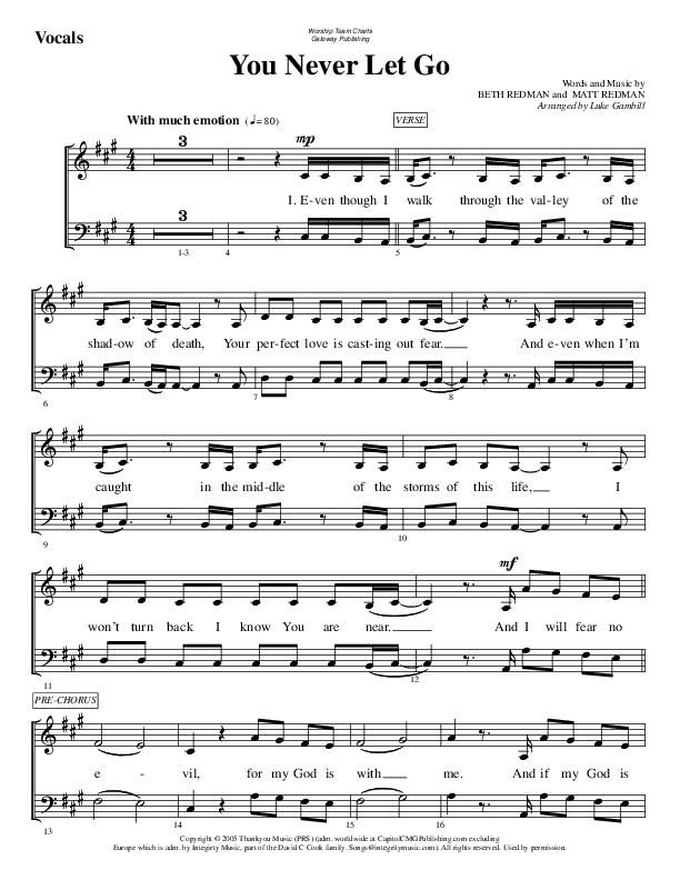 You Never Let Go Choir Sheet (SATB) (WorshipTeam.tv)