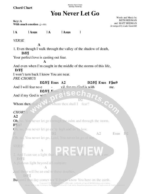You Never Let Go Chords PDF (WorshipTeam.tv) PraiseCharts