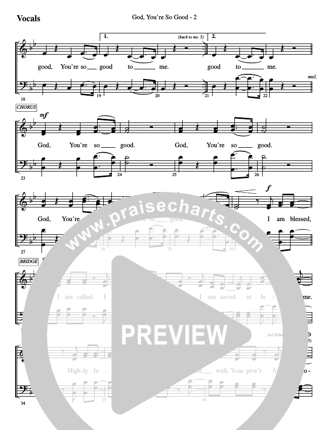 God You Re So Good Sheet Music Pdf Worshipteam Tv Praisecharts