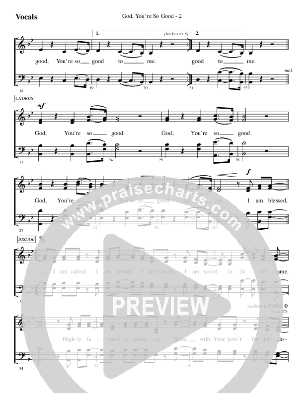 God You're So Good Choir Sheet (SATB) (WorshipTeam.tv)