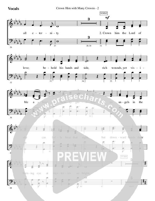 Crown Him With Many Crowns Choir Sheet (SATB) (WorshipTeam.tv)