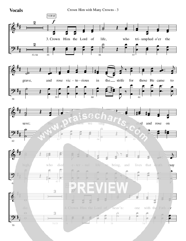 Crown Him With Many Crowns Choir Sheet (SATB) (WorshipTeam.tv)