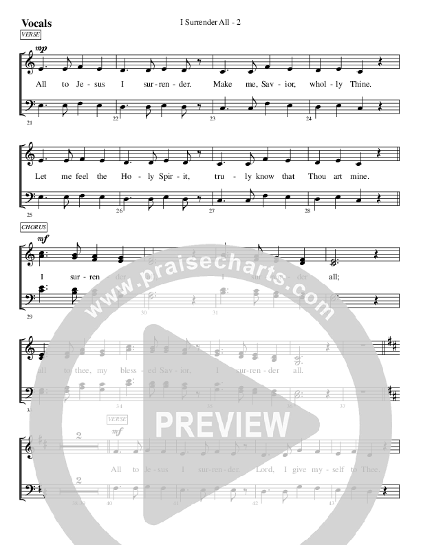 I Surrender All Choir Sheet (SATB) (WorshipTeam.tv)