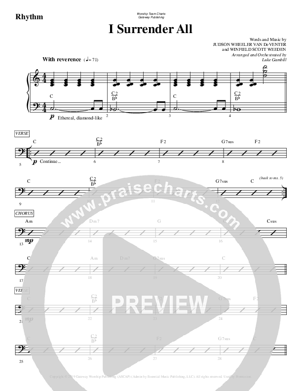 I Surrender All Rhythm Chart (WorshipTeam.tv)