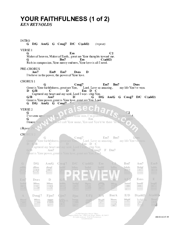 Your Faithfulness Chord Chart (Ken Reynolds)