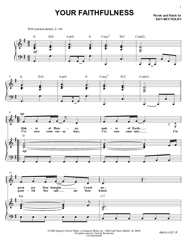 Your Faithfulness Piano/Vocal (Ken Reynolds)