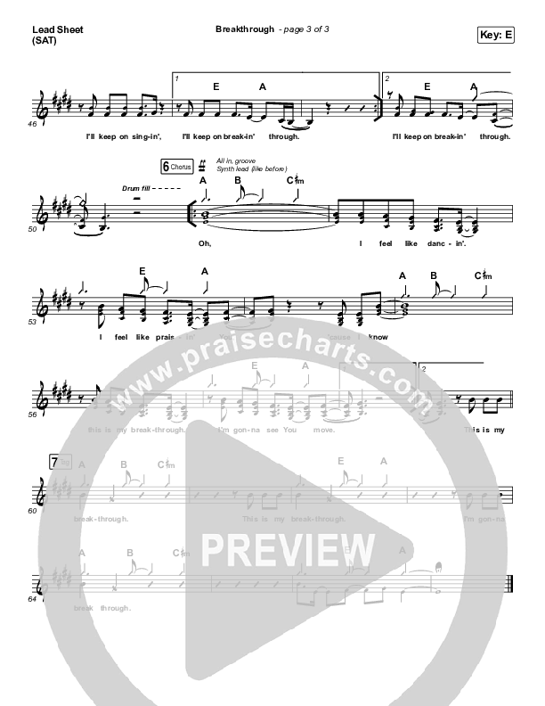 Breakthrough Lead Sheet (SAT) (The Belonging Co / Hope Darst)