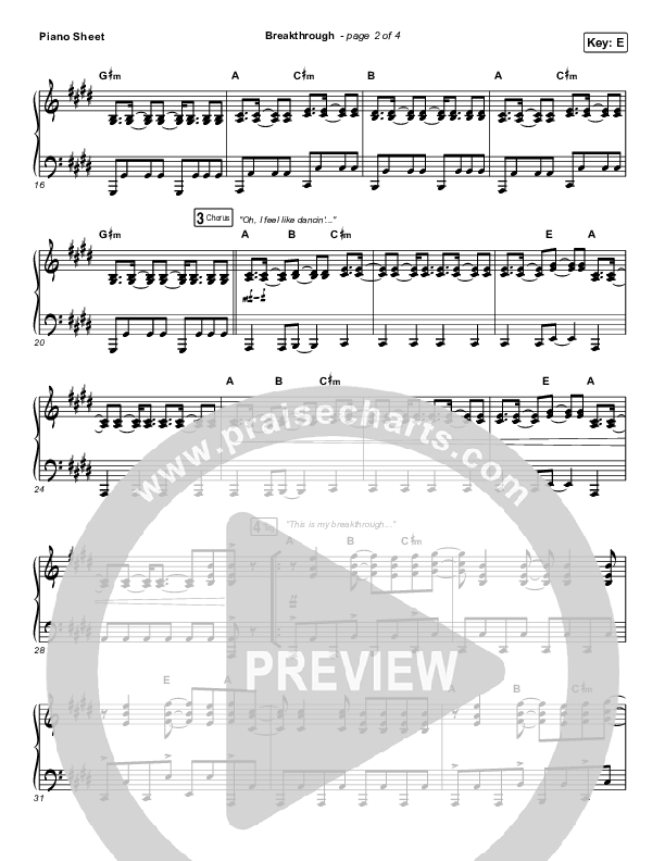 Breakthrough Piano Sheet (The Belonging Co / Hope Darst)
