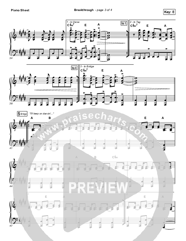 Breakthrough Piano Sheet (The Belonging Co / Hope Darst)