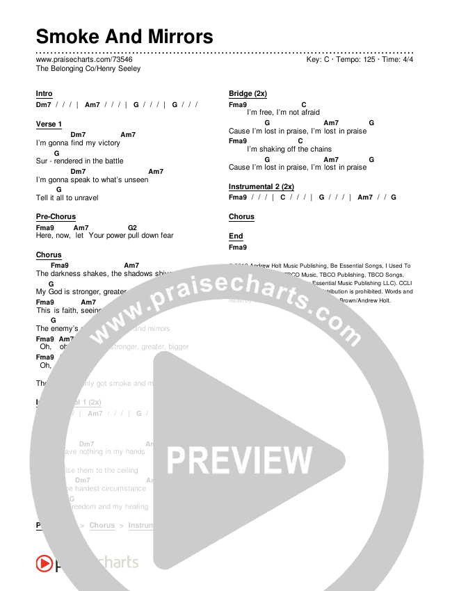 Smoke And Mirrors Chords & Lyrics (The Belonging Co / Henry Seeley)