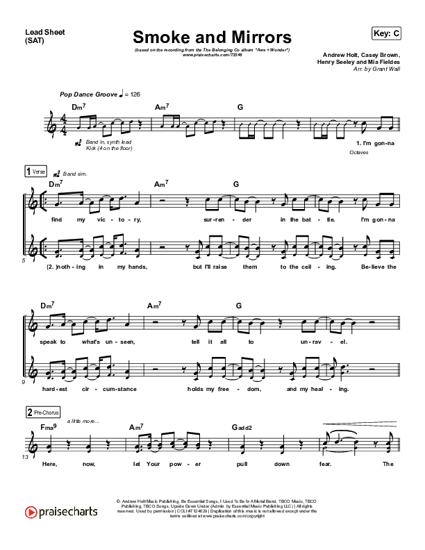 Smoke And Mirrors Lead Sheet (SAT) (The Belonging Co / Henry Seeley)