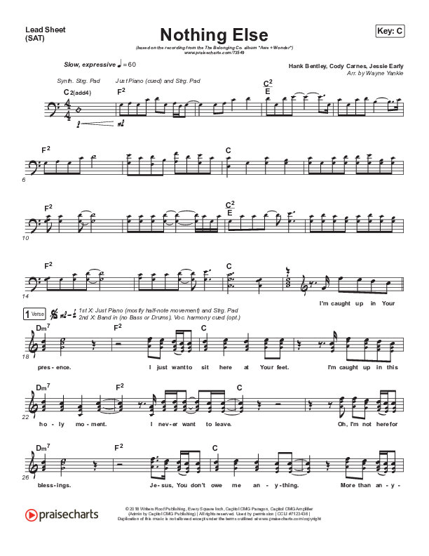 Nothing Else Sheet Music PDF (The Belonging Co / Cody Carnes ...
