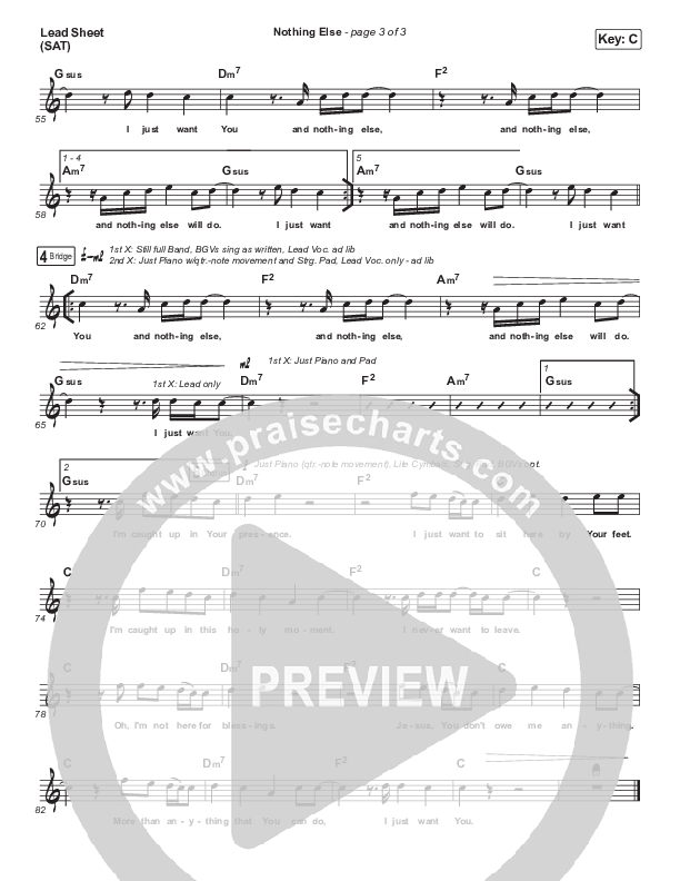 Nothing Else Lead Sheet (SAT) (The Belonging Co / Cody Carnes)