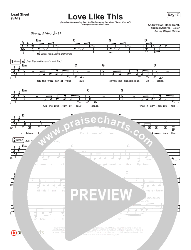 Love Like This Sheet Music Pdf The Belonging Co Hope Darst Praisecharts