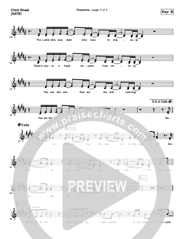 Hosanna Choir Sheet (SATB) (The Belonging Co / Kari Jobe)