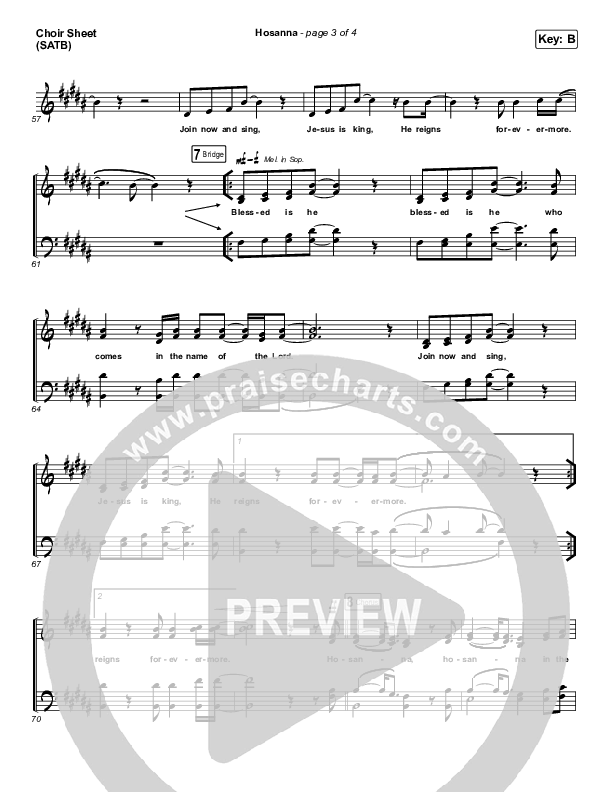 Hosanna Choir Sheet (SATB) (The Belonging Co / Kari Jobe)
