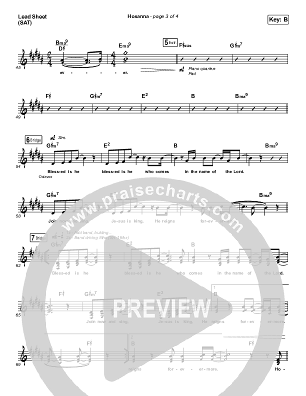 Hosanna Lead Sheet (SAT) (The Belonging Co / Kari Jobe)