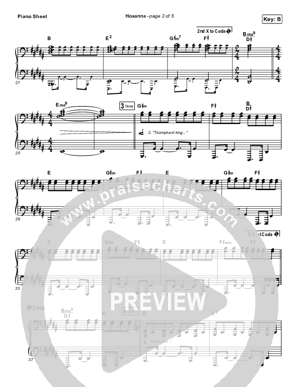 Hosanna Piano Sheet (The Belonging Co / Kari Jobe)