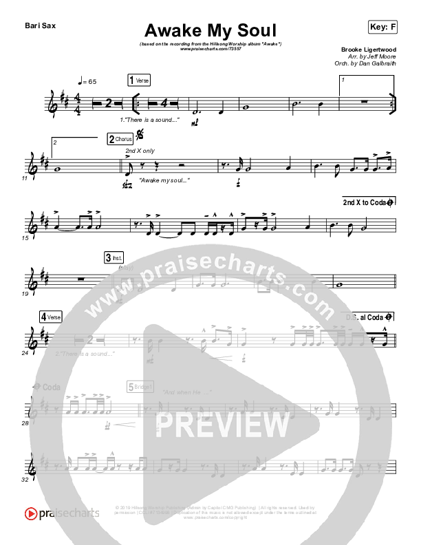 Awake My Soul Bari Sax (Hillsong Worship)