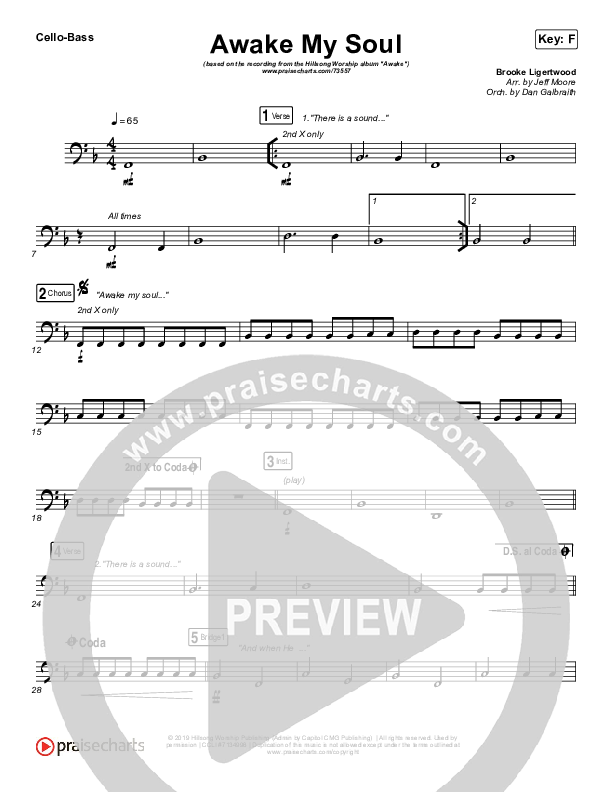 Awake My Soul Cello/Bass (Hillsong Worship)