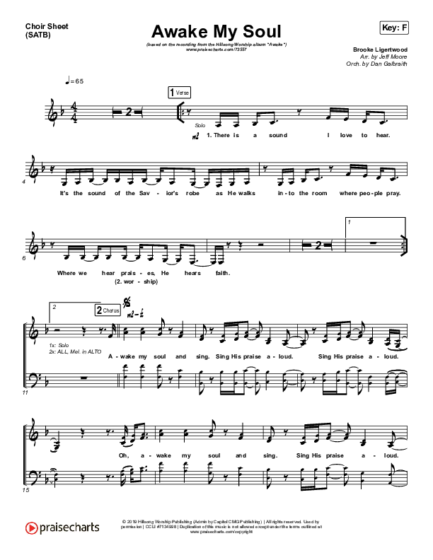 Awake My Soul Choir Sheet (SATB) (Hillsong Worship)