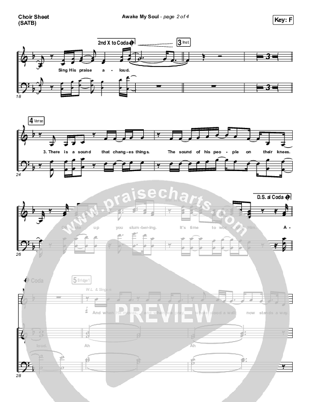 Awake My Soul Choir Sheet (SATB) (Hillsong Worship)