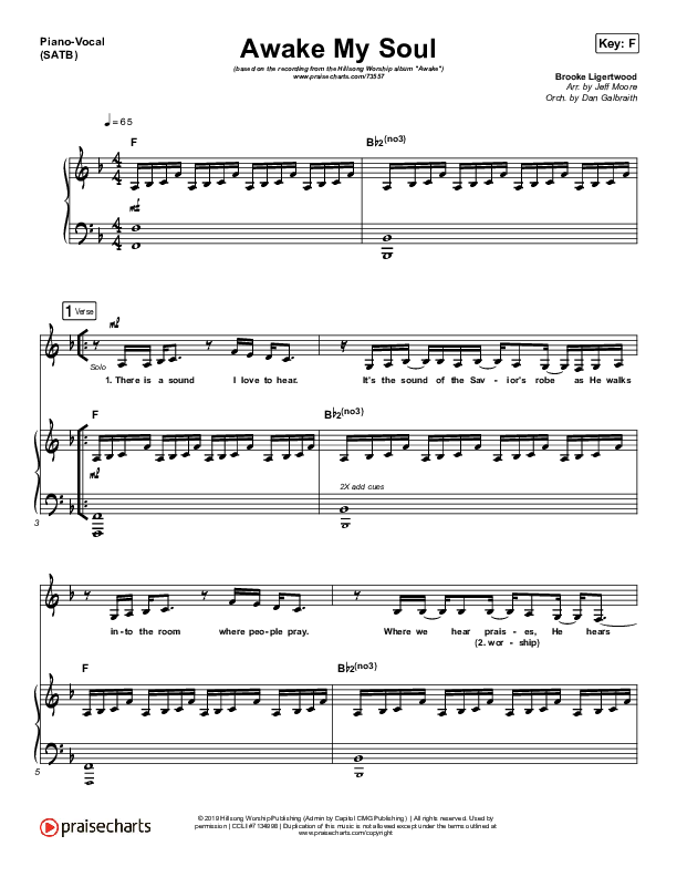 Awake My Soul Piano/Vocal (SATB) (Hillsong Worship)