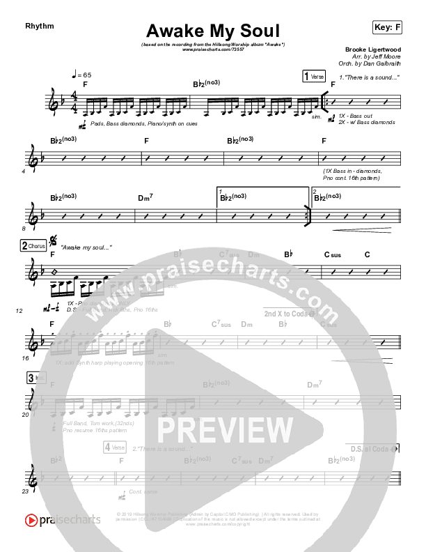 Awake My Soul Rhythm Chart (Hillsong Worship)