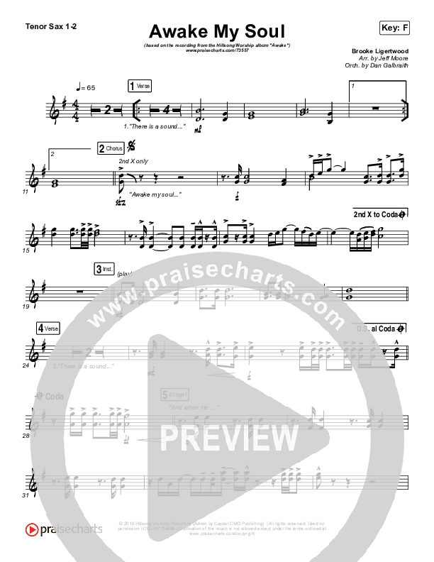 Awake My Soul Tenor Sax 1/2 (Hillsong Worship)