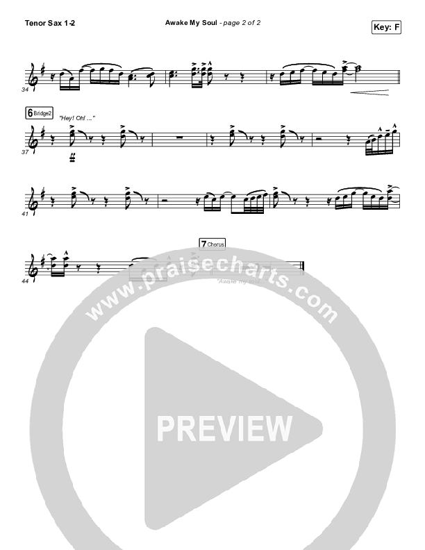 Awake My Soul Tenor Sax 1/2 (Hillsong Worship)