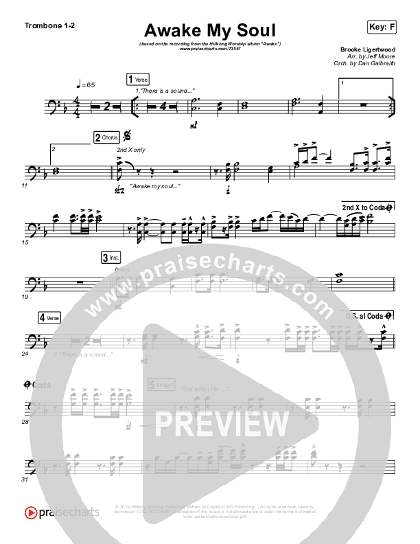 Awake My Soul Trombone 1/2 (Hillsong Worship)