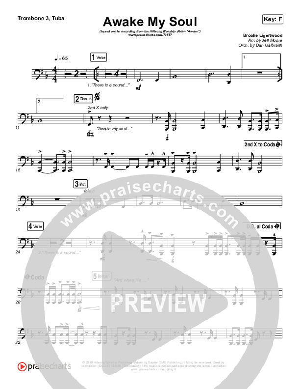 Awake My Soul Trombone 3/Tuba (Hillsong Worship)