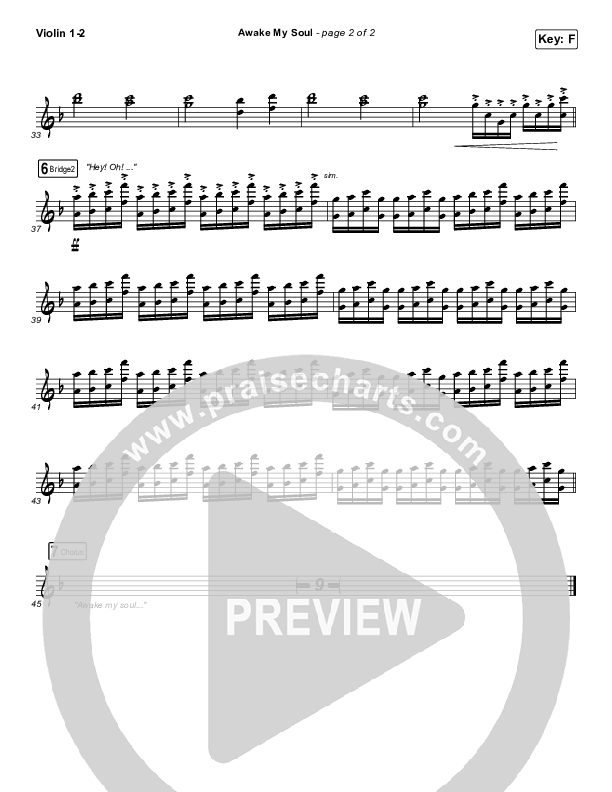 Awake My Soul Violin 1/2 (Hillsong Worship)