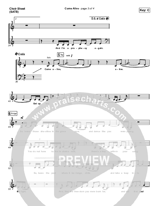 Come Alive Choir Sheet (SATB) (Hillsong Worship)