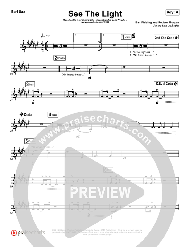 See The Light Bari Sax (Hillsong Worship)