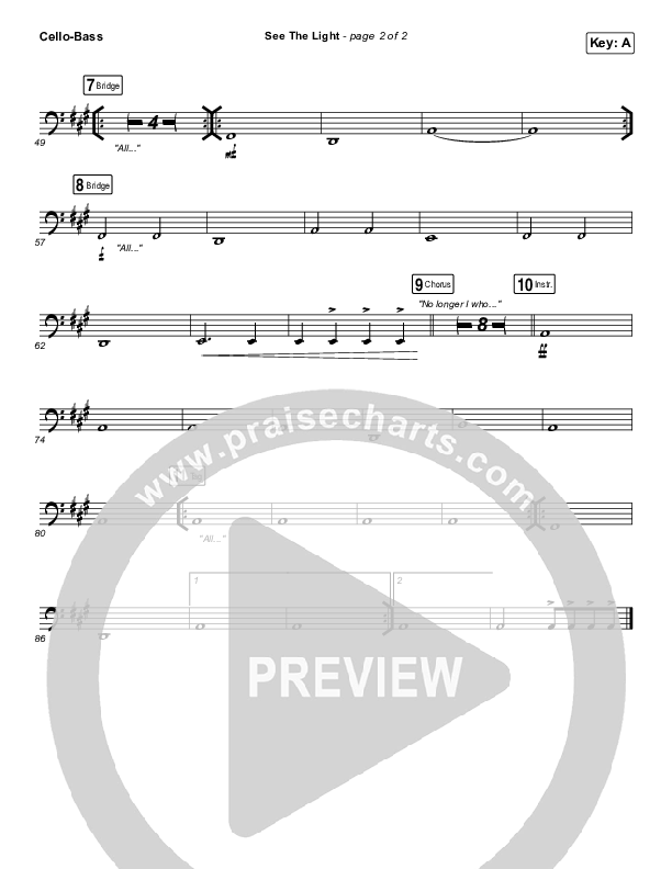 See The Light Cello/Bass (Hillsong Worship)