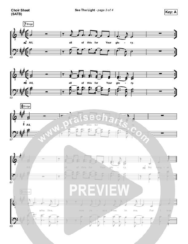 See The Light Choir Sheet (SATB) (Hillsong Worship)
