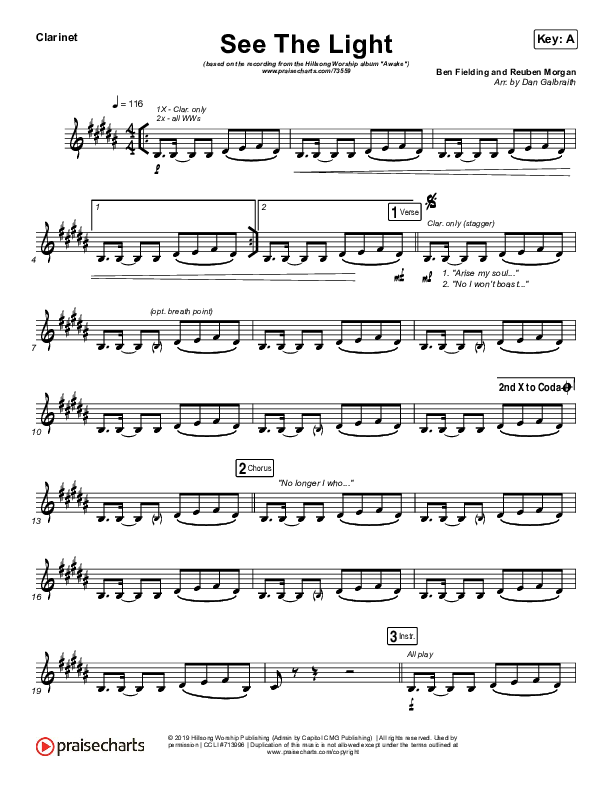 See The Light Clarinet (Hillsong Worship)
