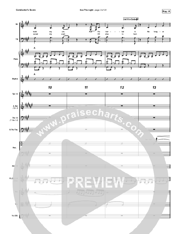 See The Light Conductor's Score (Hillsong Worship)