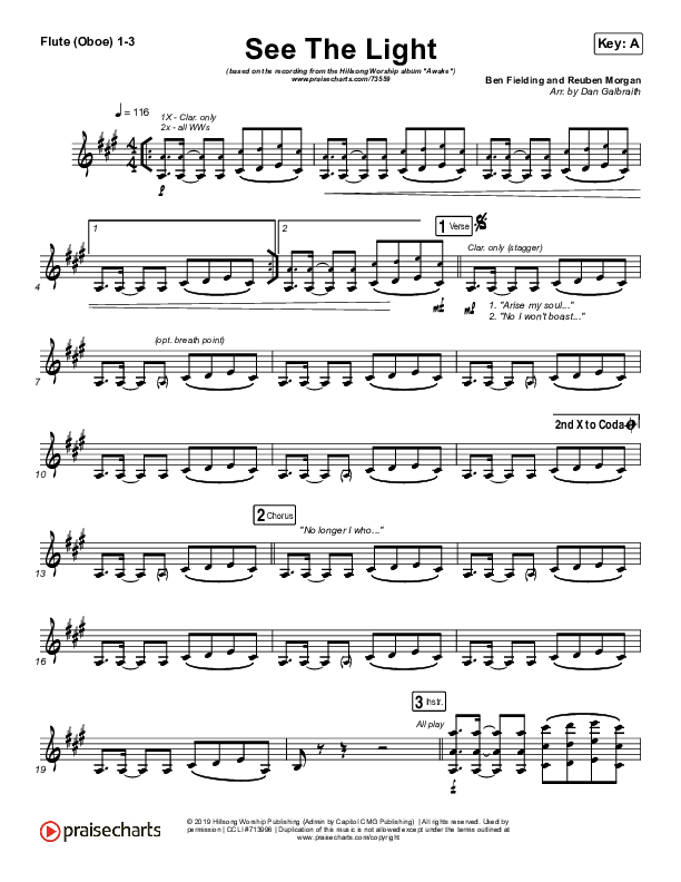 See The Light Flute/Oboe 1/2/3 (Hillsong Worship)