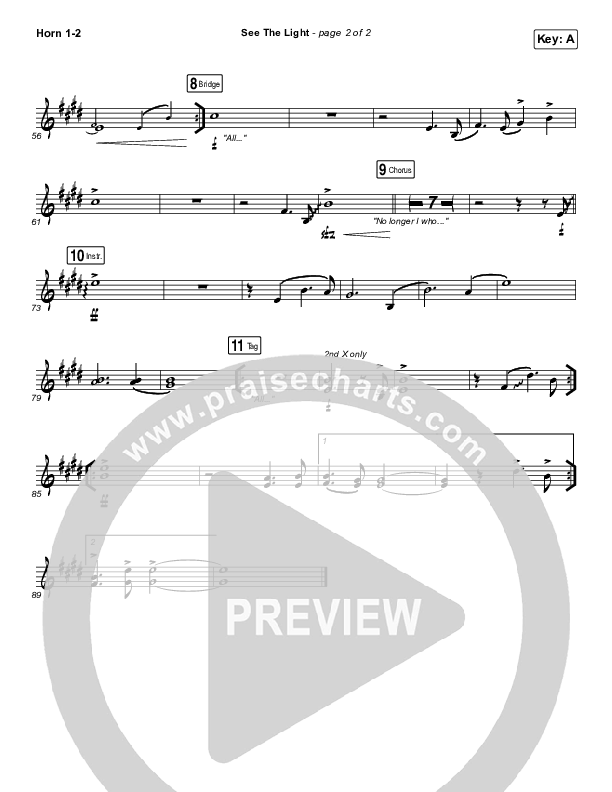 See The Light French Horn 1/2 (Hillsong Worship)