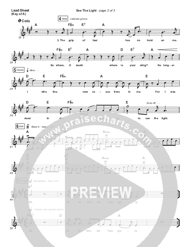See The Light Lead Sheet (Melody) (Hillsong Worship)