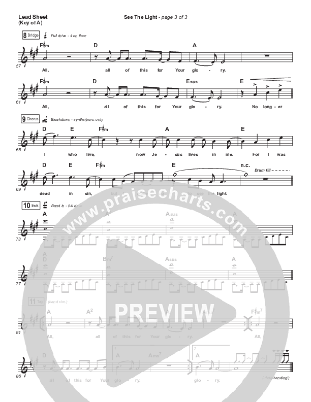 See The Light Lead Sheet (Melody) (Hillsong Worship)