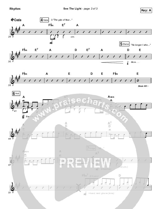 See The Light Rhythm Chart (Hillsong Worship)