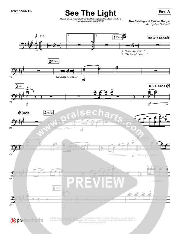 See The Light Trombone 1/2 (Hillsong Worship)