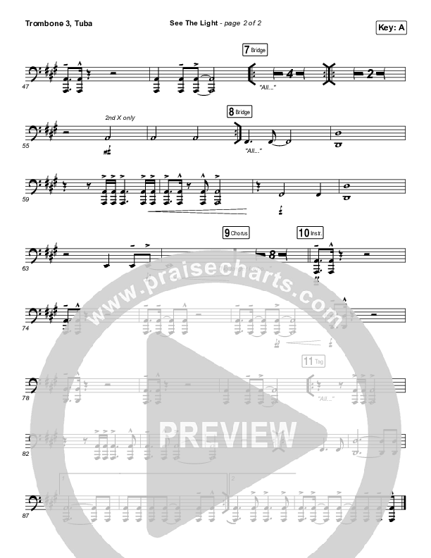 See The Light Trombone 3/Tuba (Hillsong Worship)