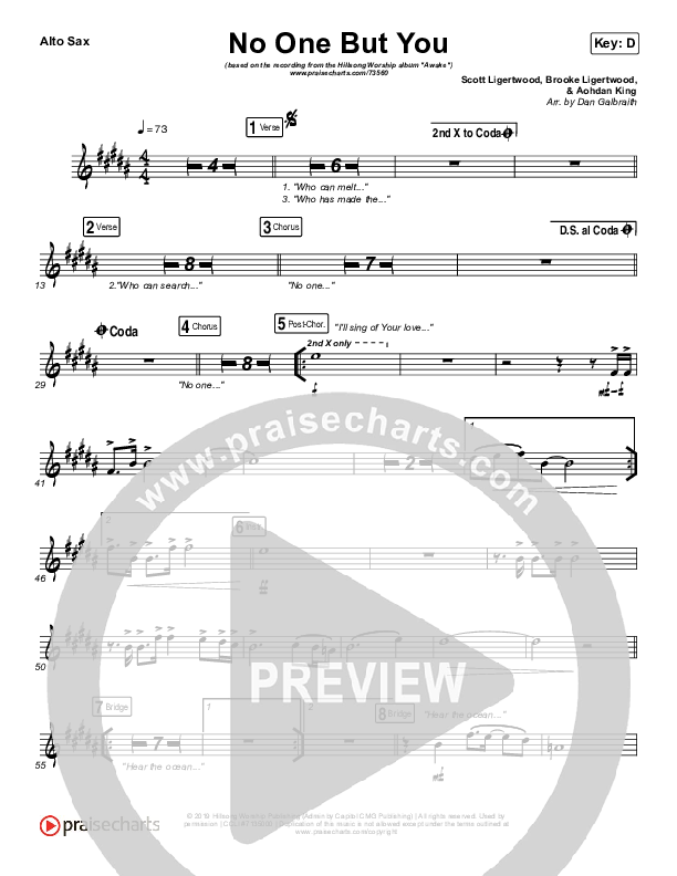 No One But You Alto Sax (Hillsong Worship)