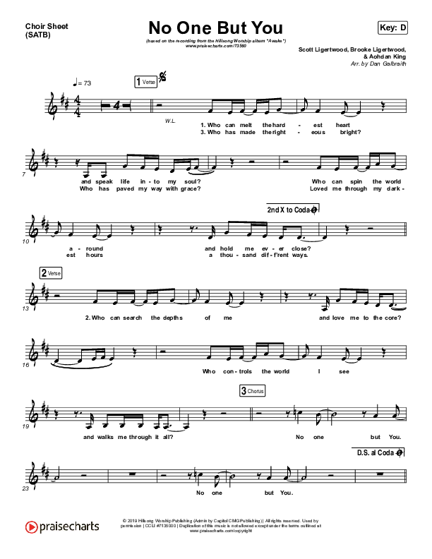 No One But You Choir Sheet (SATB) (Hillsong Worship)