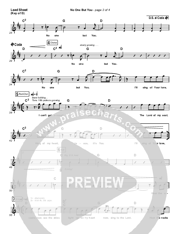 No One But You Lead Sheet (Melody) (Hillsong Worship)