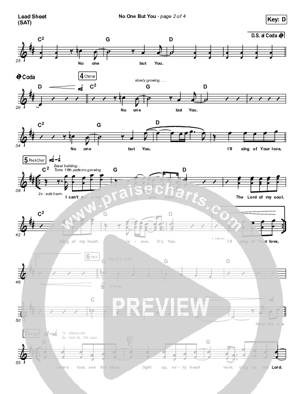 No One But You Lead Sheet (SAT) (Hillsong Worship)